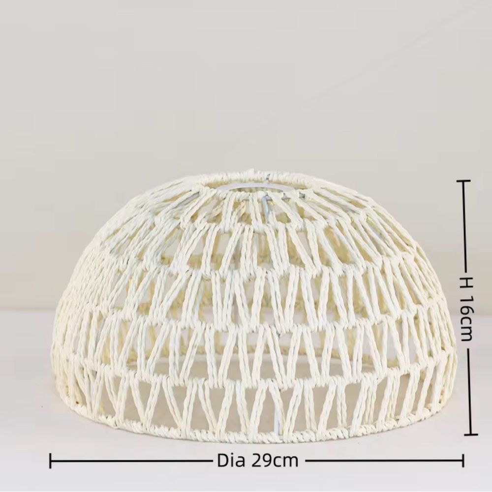 NWOT - Rope Weave Hanging Lamp Shade Bohemian Rustic Light Fixture Cream Rattan